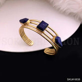 Gold Plated Blue Gemstone on Cuff SKU6838