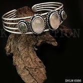 Black Plated Labradorite Stone Gemstone Twisted Wire Design of Cuff SKU6986