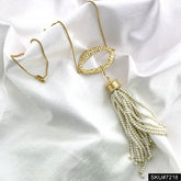 Gold plated Uneven Charm Necklace with pearl Necklace SKU7218