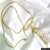 Gold plated Uneven Charm Necklace with pearl Necklace SKU7218