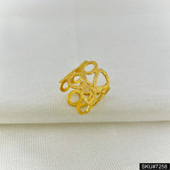 Gold plated Plain texture uneven Style adjustable Handcrafted Ring SKU7258