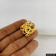 Gold plated Plain texture uneven Style adjustable Handcrafted Ring SKU7258
