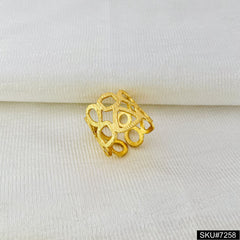 Gold plated Plain texture uneven Style adjustable Handcrafted Ring SKU7258