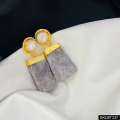 Amazonite and Agate Gold plated Drop and Dangle Earring SKU7337