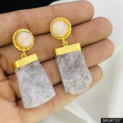 Amazonite and Agate Gold plated Drop and Dangle Earring SKU7337