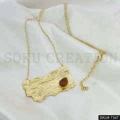 Gold Plated Pendant Necklace Earring and Ring SKU7347
