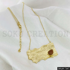 Gold Plated Pendant Necklace Earring and Ring SKU7347