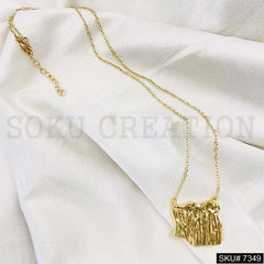Gold Plated Pendant Necklace Earring and Ring SKU7349