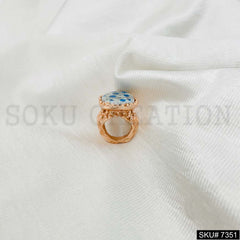 Gold Rose and Silver Plated Ring Gemstone Ring SKU7351
