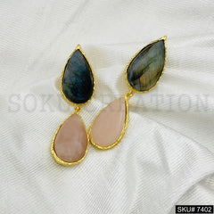 Gold plated Drop and Dangle Gemstone Earring SKU7402