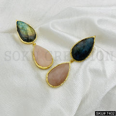 Gold plated Drop and Dangle Gemstone Earring SKU7402