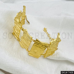 Gold plated Paper textured wide Bracelet SKU7408