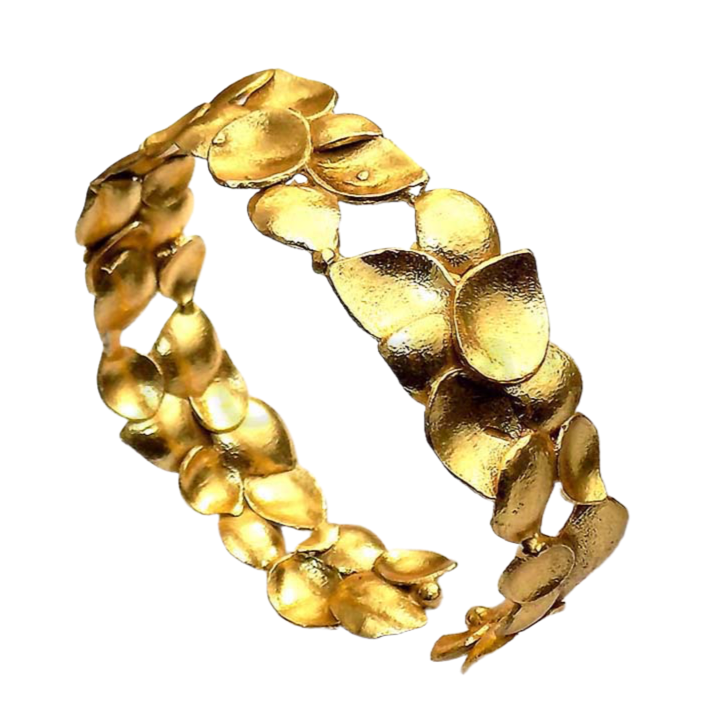 Gold Plated Leaves Unique Designer Cuff SKU5887