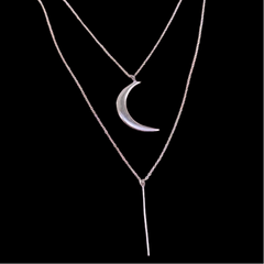 Silver Plated Chain Unique Half Moon and Statement Charm of Chain Necklace SKU6018