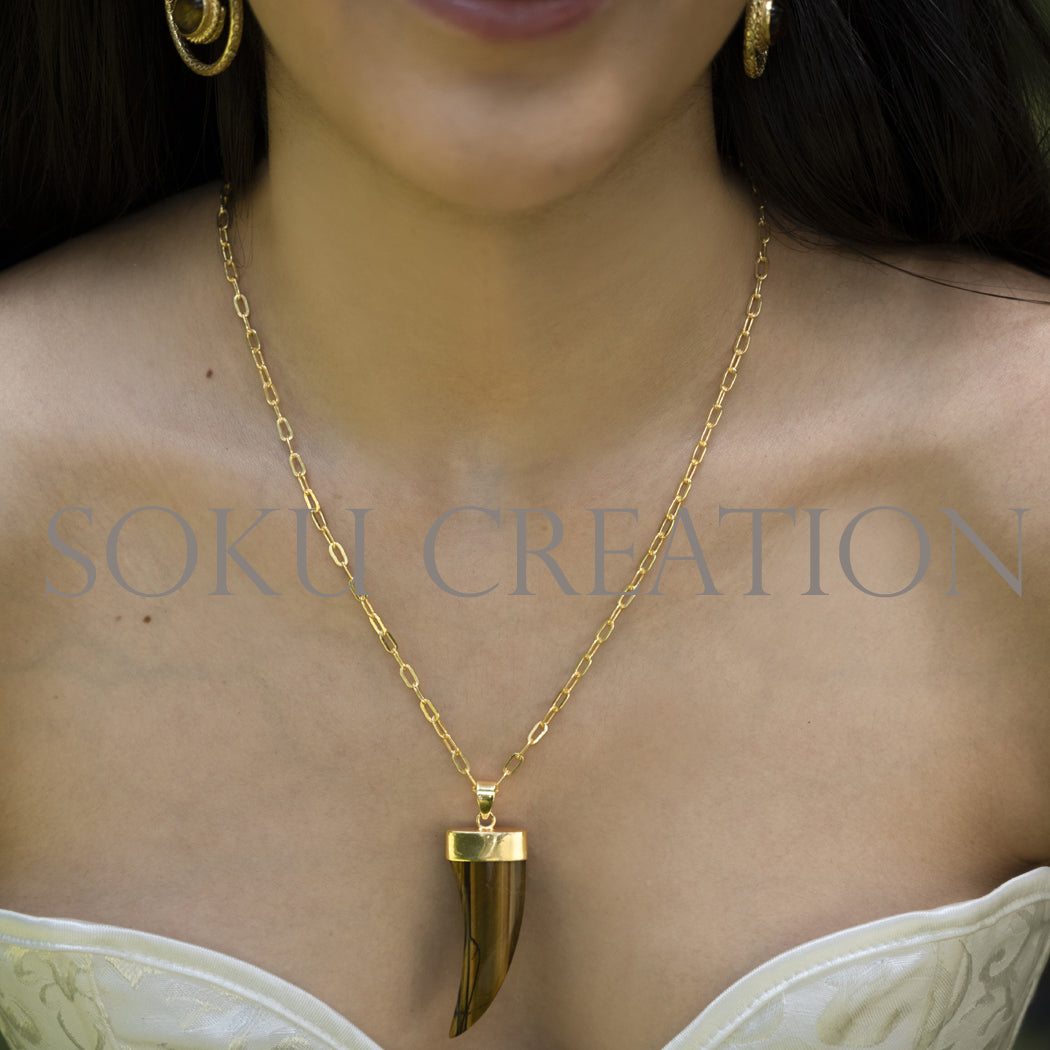 Gemstone Handmade Pendant With Chain in Gold Plated