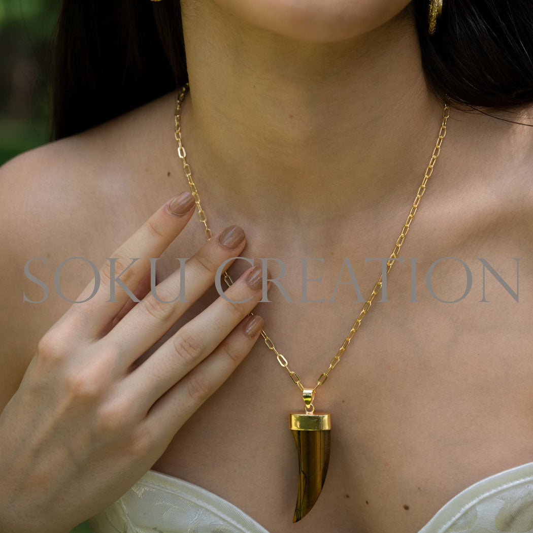 Gemstone Handmade Pendant With Chain in Gold Plated