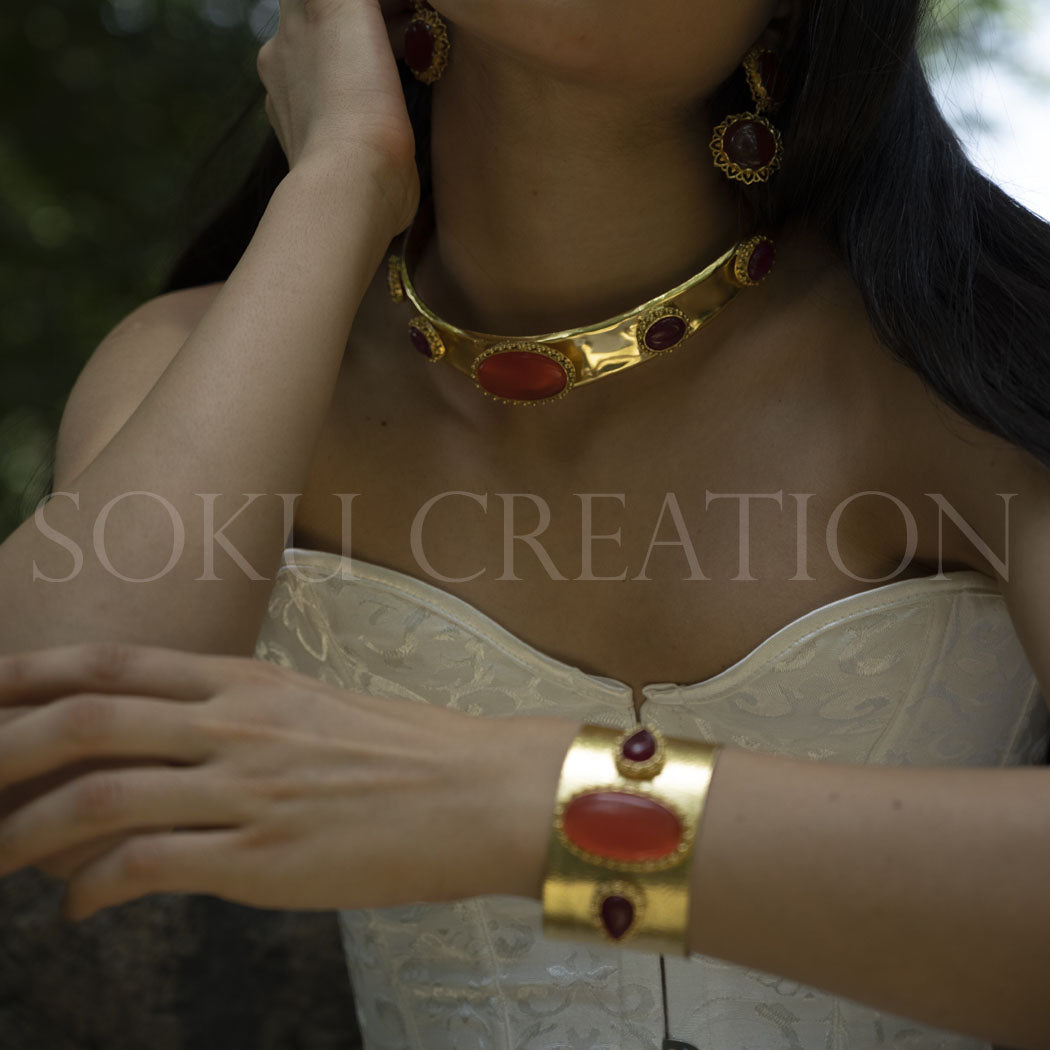 Gold plated Designer Gemstone Jewelry Set