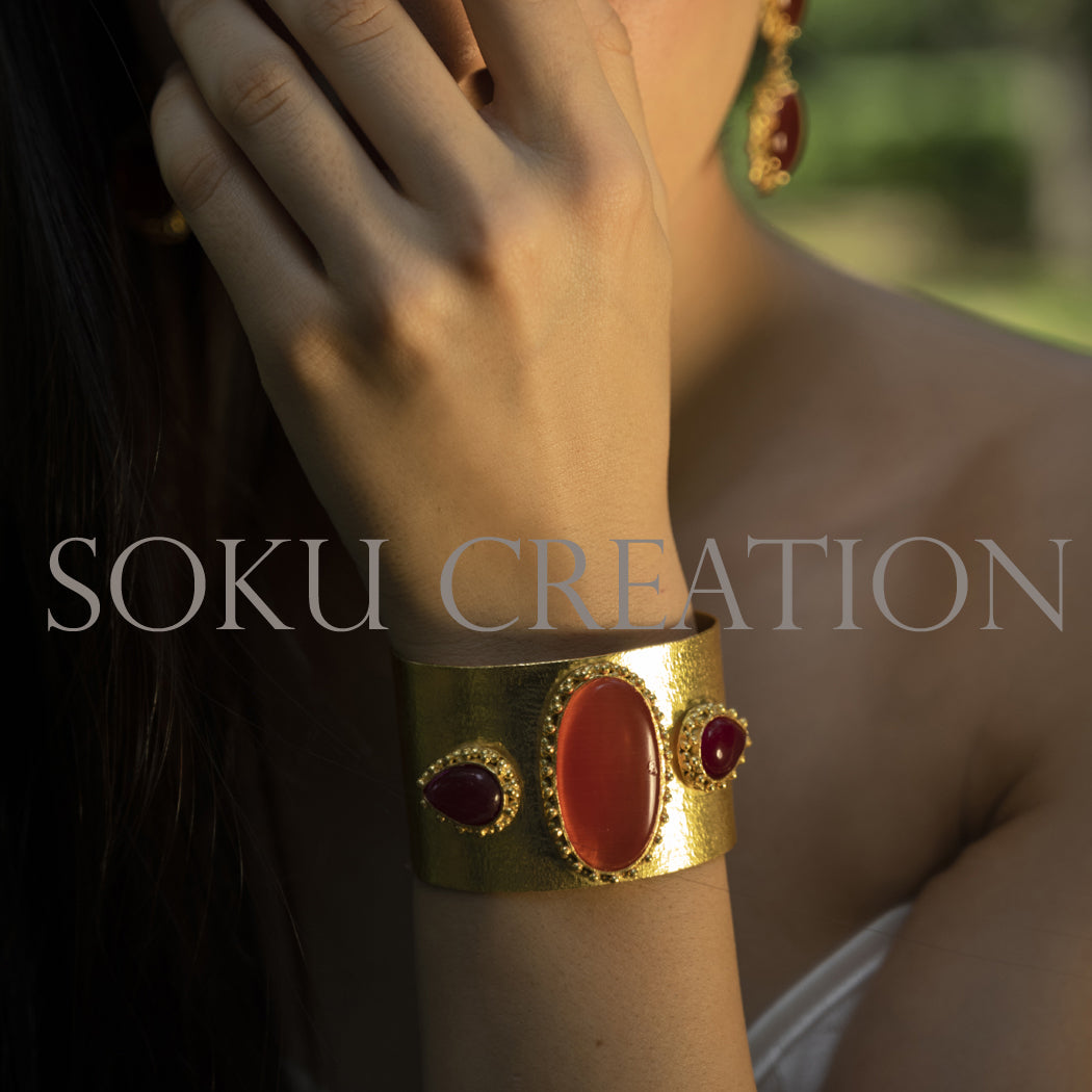 Gold plated Designer Gemstone Jewelry Set