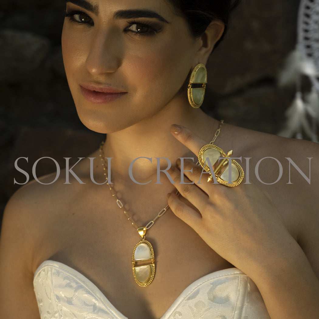 Gold plated Unique designer Gemstone Jewelry Set