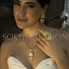 Gold plated Unique designer Gemstone Jewelry Set