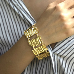 Gold plated Paper textured wide Bracelet  SKU7408