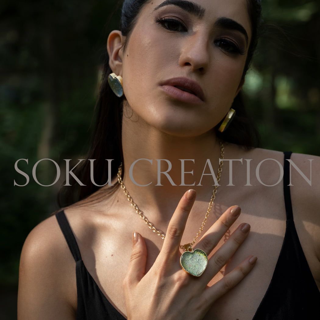 Gold plated Heart Shape Gemstone Jewelry Set