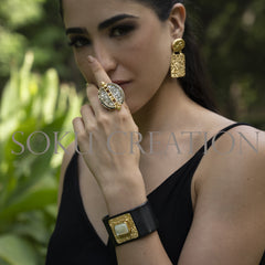 Gold plated Designer Textured  Jewelry Set