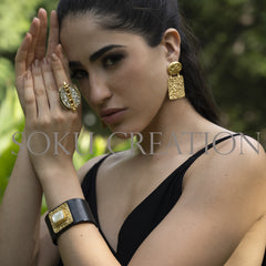 Gold plated Designer Textured  Jewelry Set