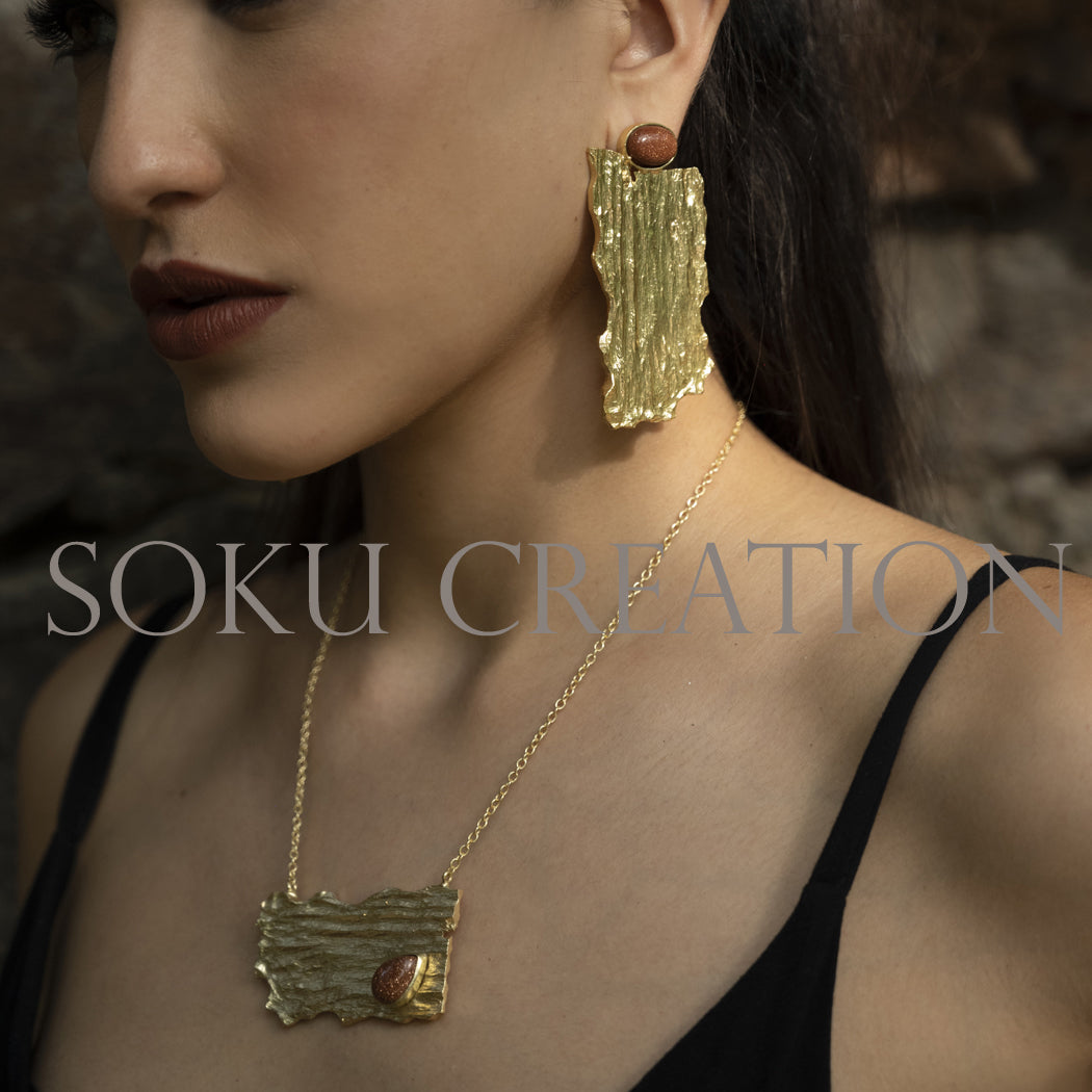 Gold plated Designer Gemstone Jewelry Set