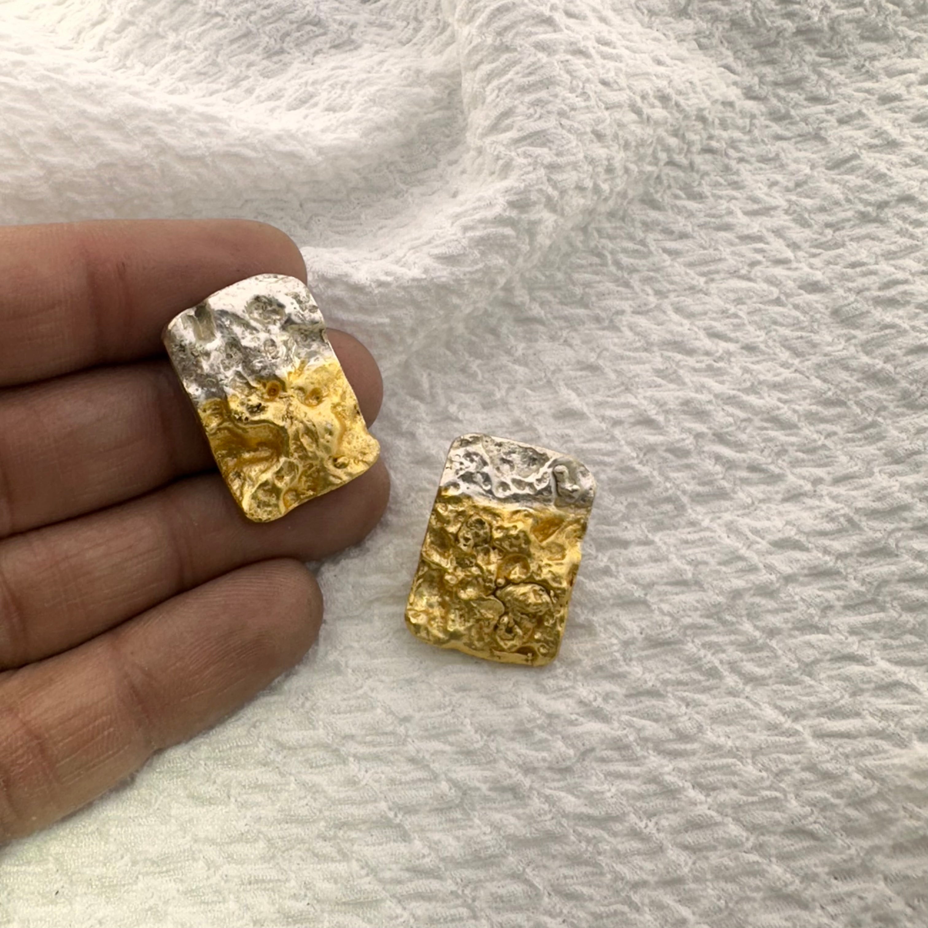 Tone Rectangular Stud Earrings