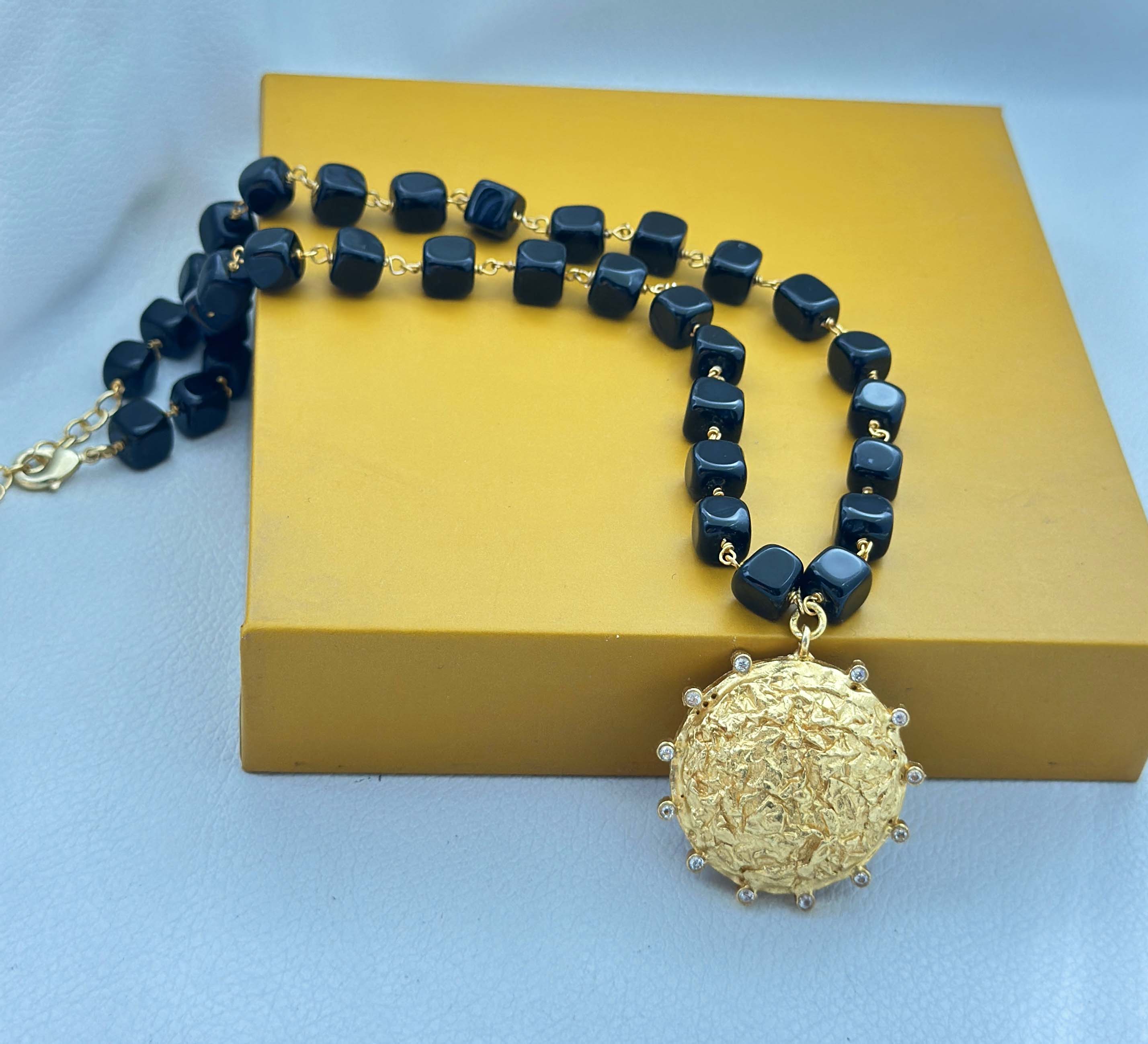 18K Gold Plated Gemstone Pendant Chain Necklace