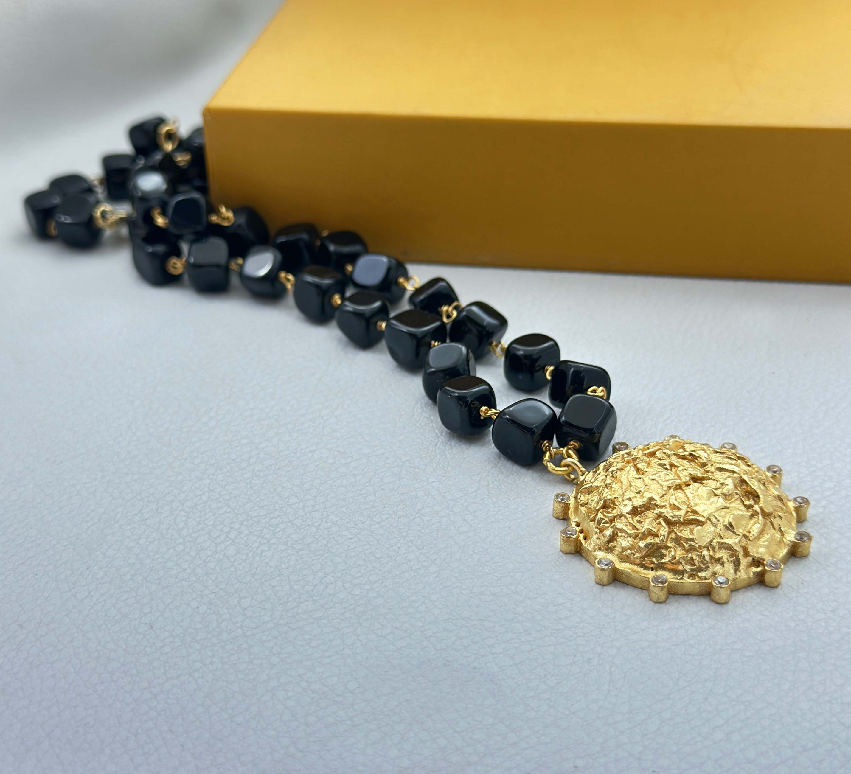 18K Gold Plated Gemstone Pendant Chain Necklace