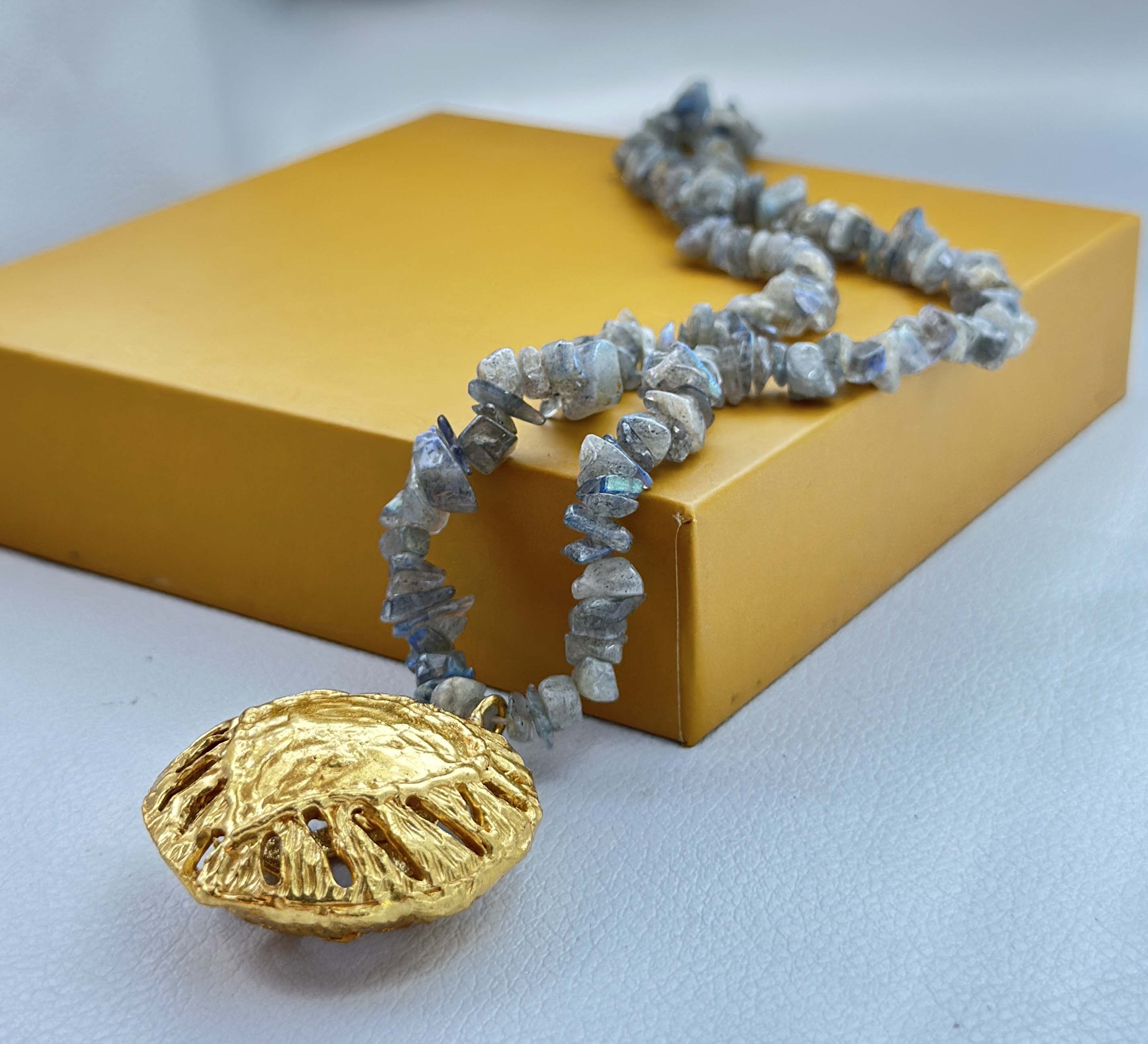 18K Gold Plated Gemstone Filigree Pendant Necklace