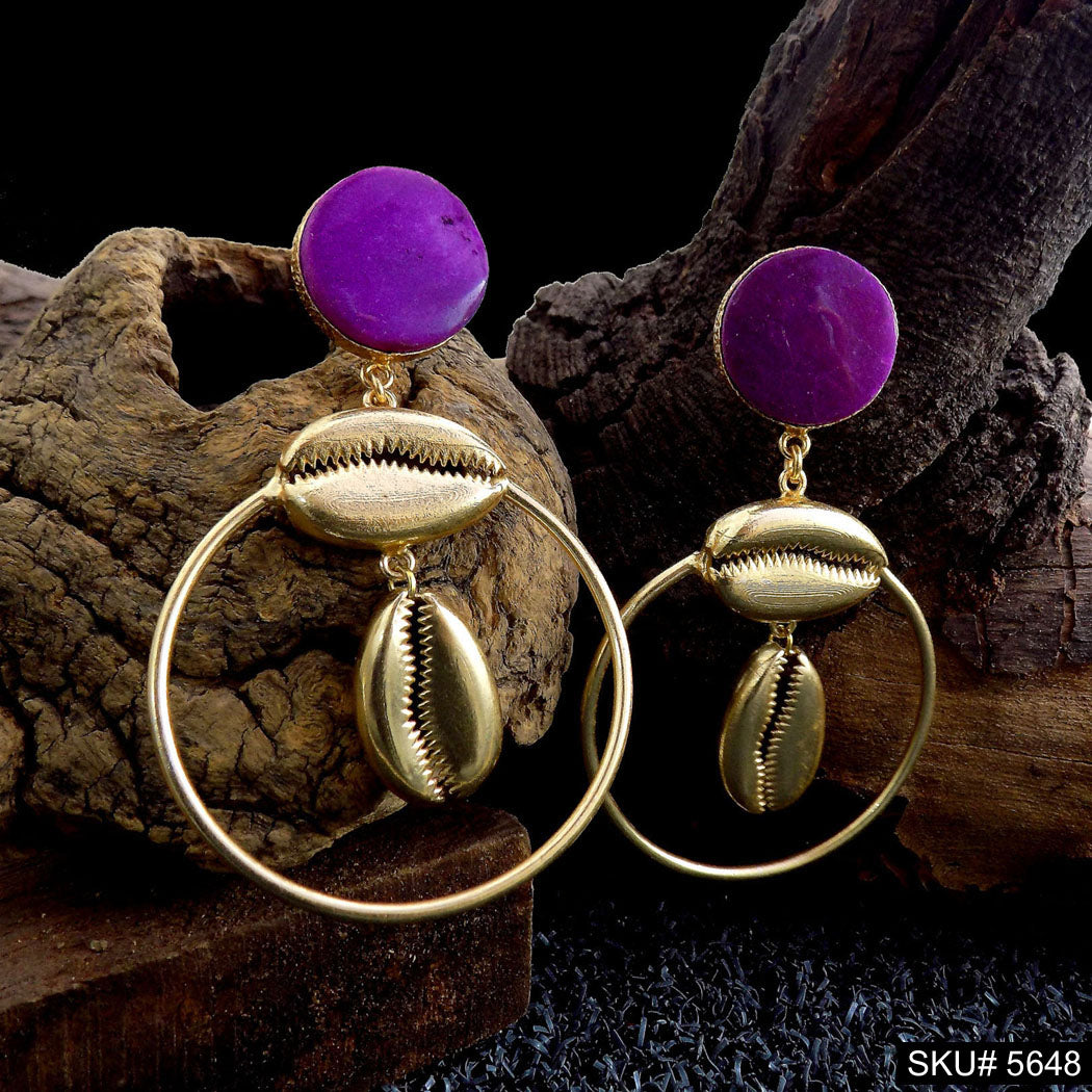 Gold plated Shell Style Drop & Dangle Earring SKU5648