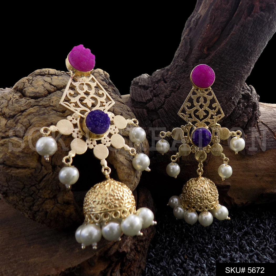 Gold plated Designer Jhumki Drop & Dangle Earring SKU5672