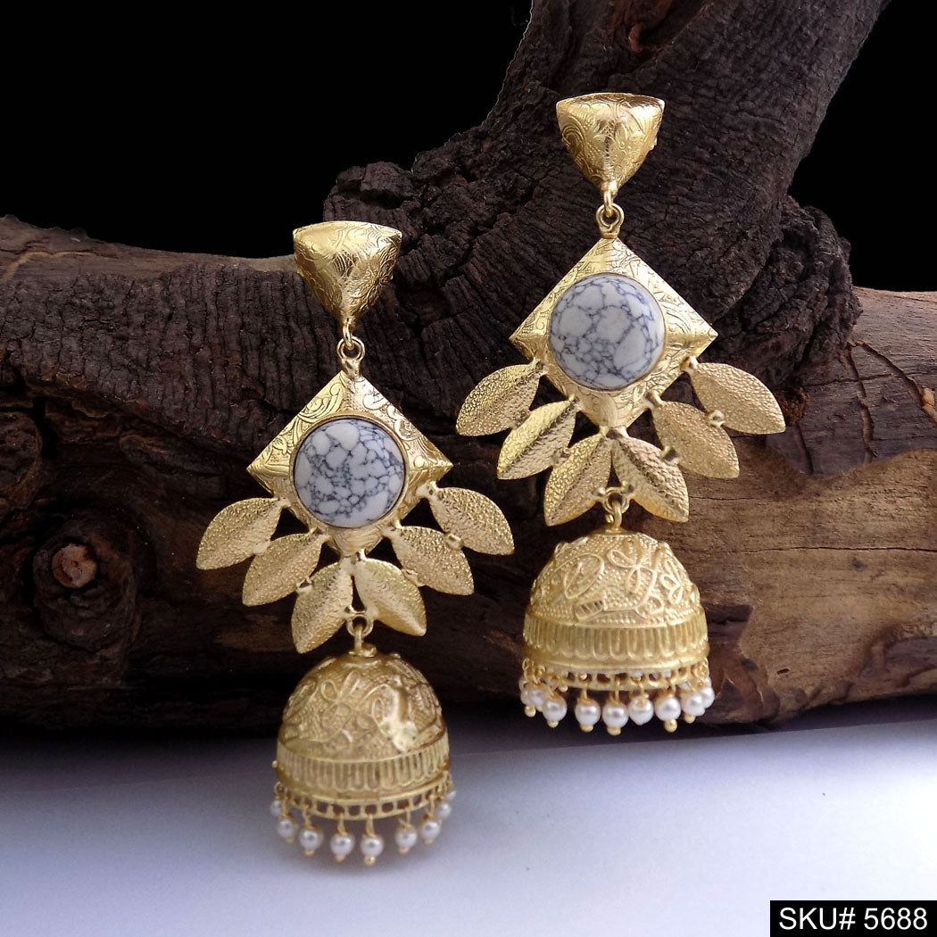 Gold plated Statement Design Drop & Dangle Jhumki Earring SKU5688
