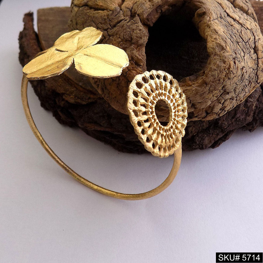 Gold Plated Statement Designer Flower Cuff SKU5714