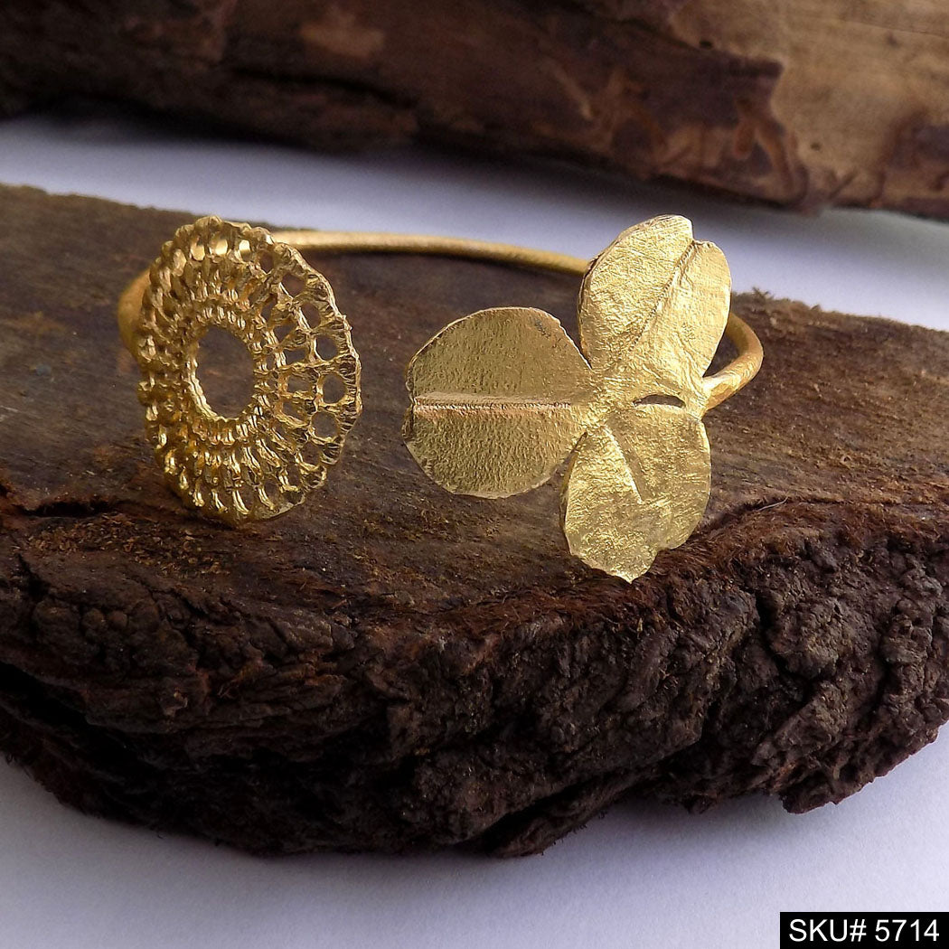 Gold Plated Statement Designer Flower Cuff SKU5714