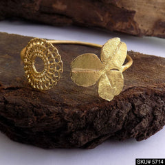 Gold Plated Statement Designer Flower Cuff SKU5714