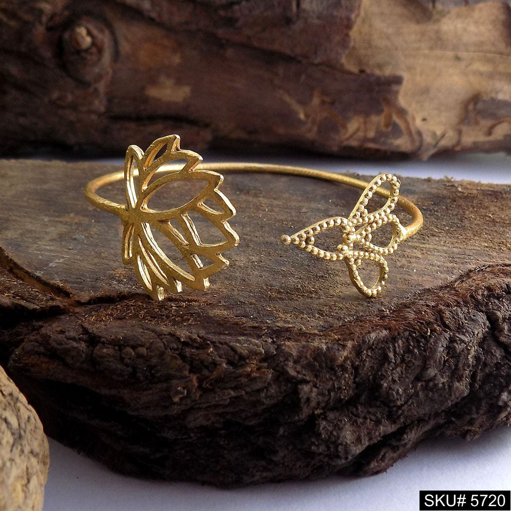 Gold Plated Statement And Flower Unique Designer Cuff SKU5720