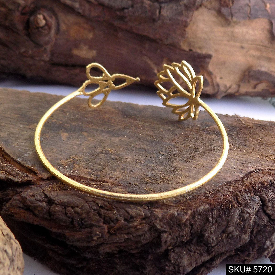 Gold Plated Statement And Flower Unique Designer Cuff SKU5720