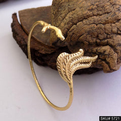 Gold Plated Leaves Unique Designer Cuff SKU5721