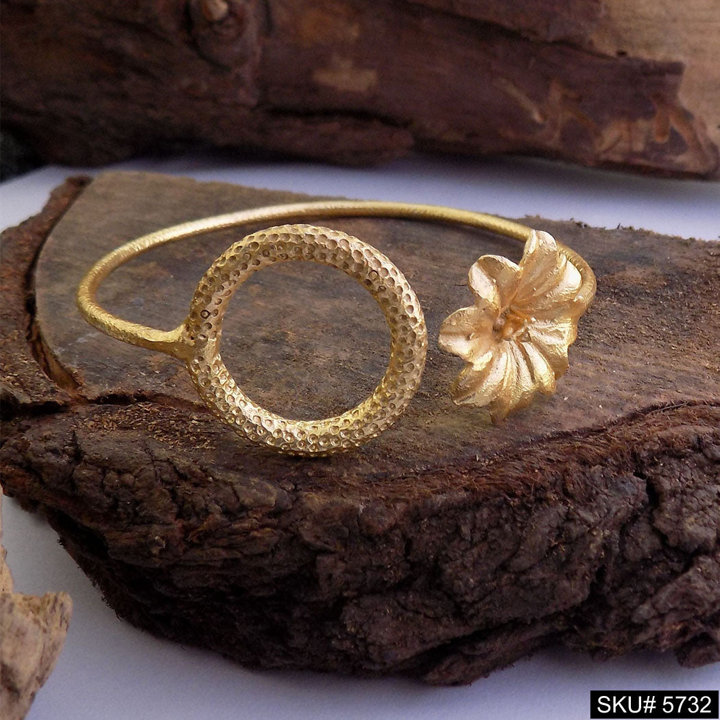 Gold Plated Unique Flower Statement Designer  Cuff SKU5732