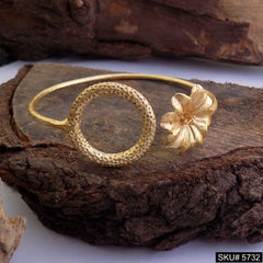 Gold Plated Unique Flower Statement Designer  Cuff SKU5732