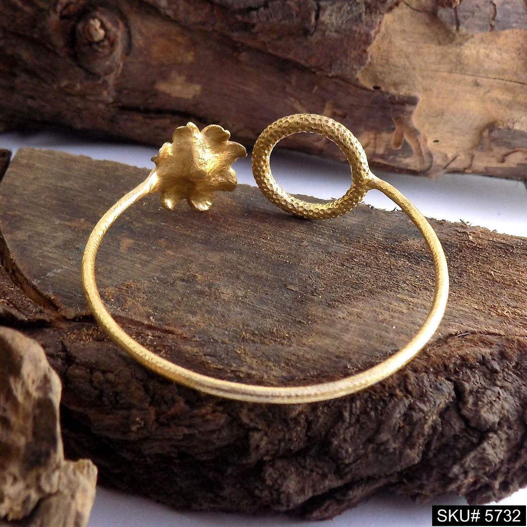 Gold Plated Unique Flower Statement Designer  Cuff SKU5732
