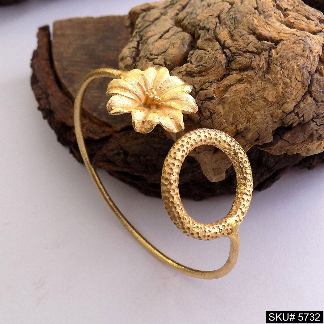 Gold Plated Unique Flower Statement Designer  Cuff SKU5732