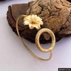 Gold Plated Unique Flower Statement Designer  Cuff SKU5732