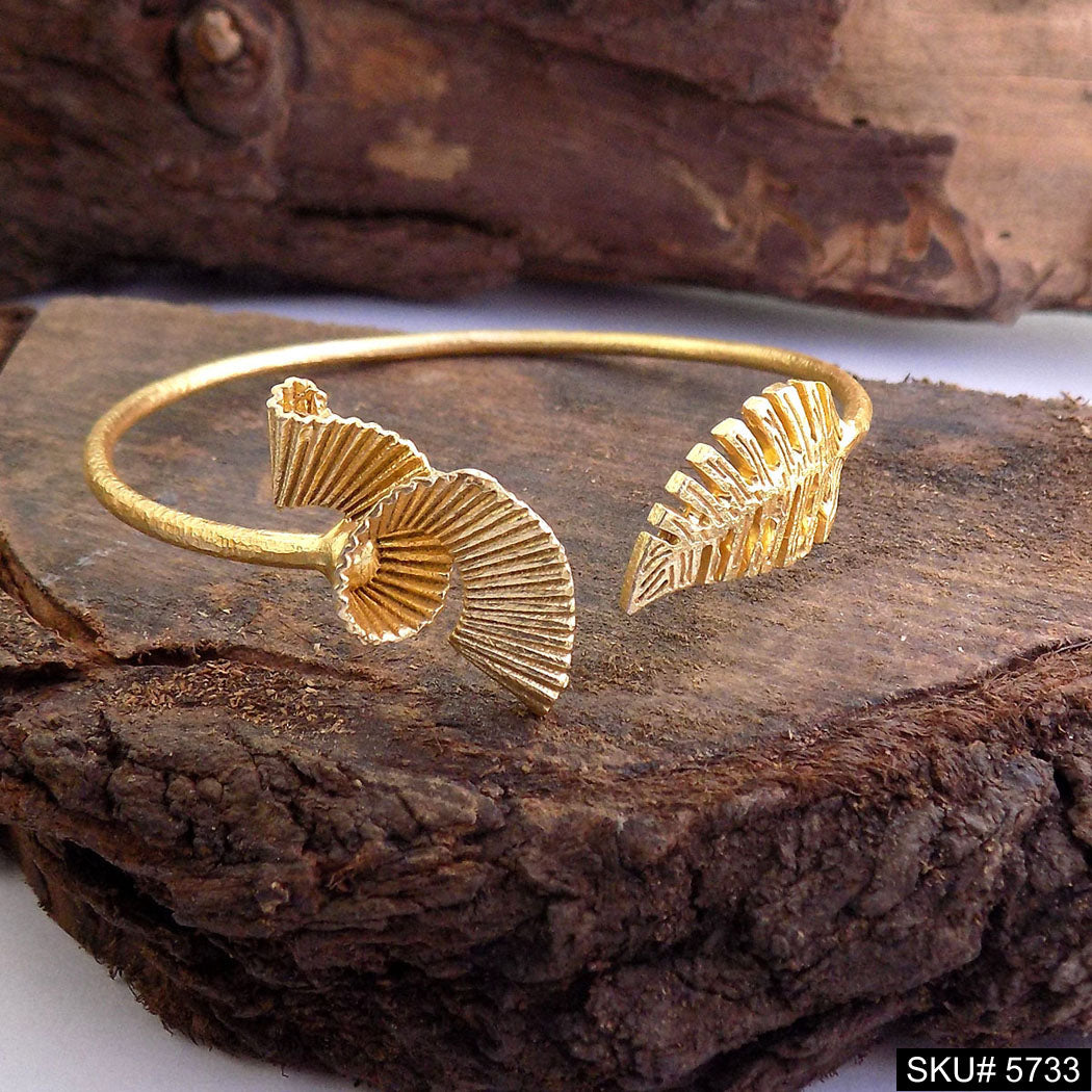 Gold Plated Unique Leaf Statement Designer  Cuff SKU5733