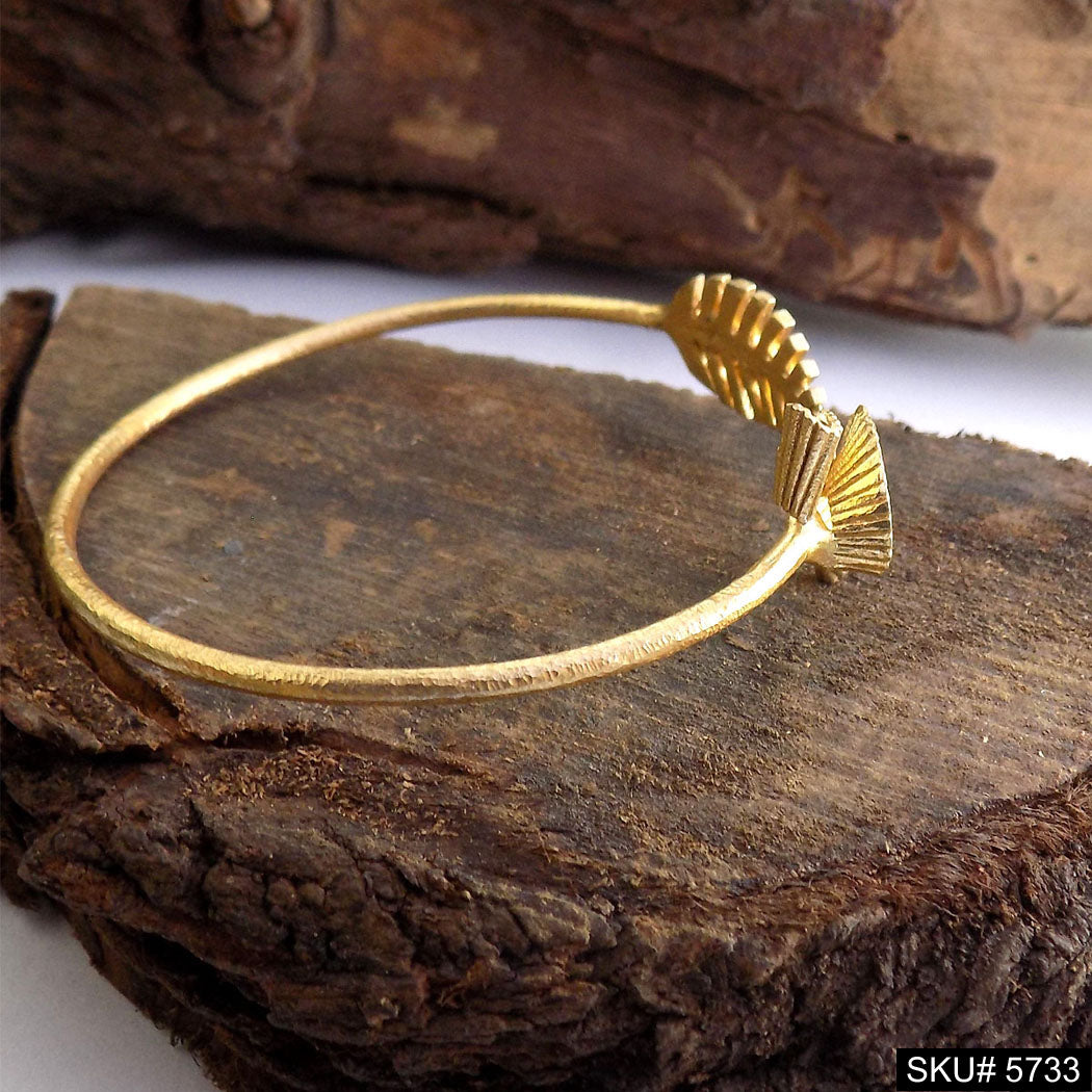 Gold Plated Unique Leaf Statement Designer  Cuff SKU5733