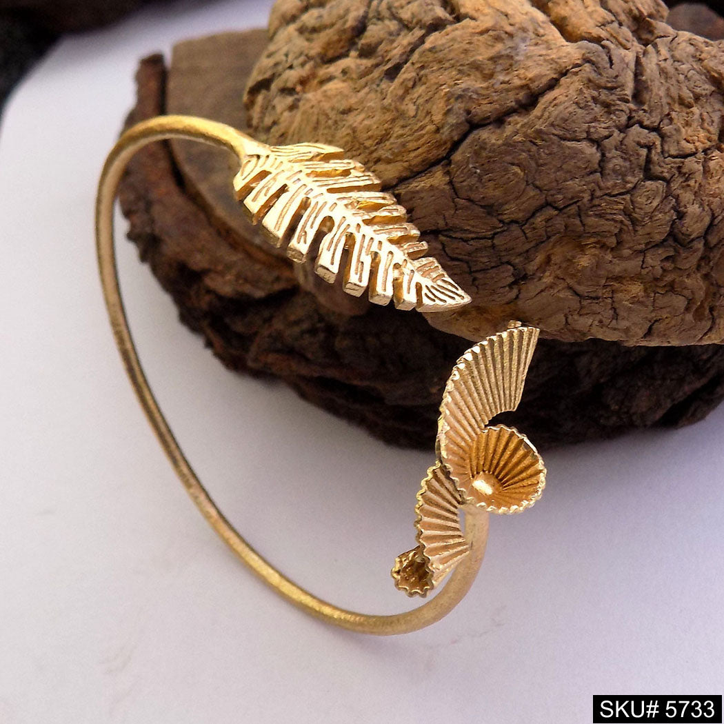 Gold Plated Unique Leaf Statement Designer  Cuff SKU5733